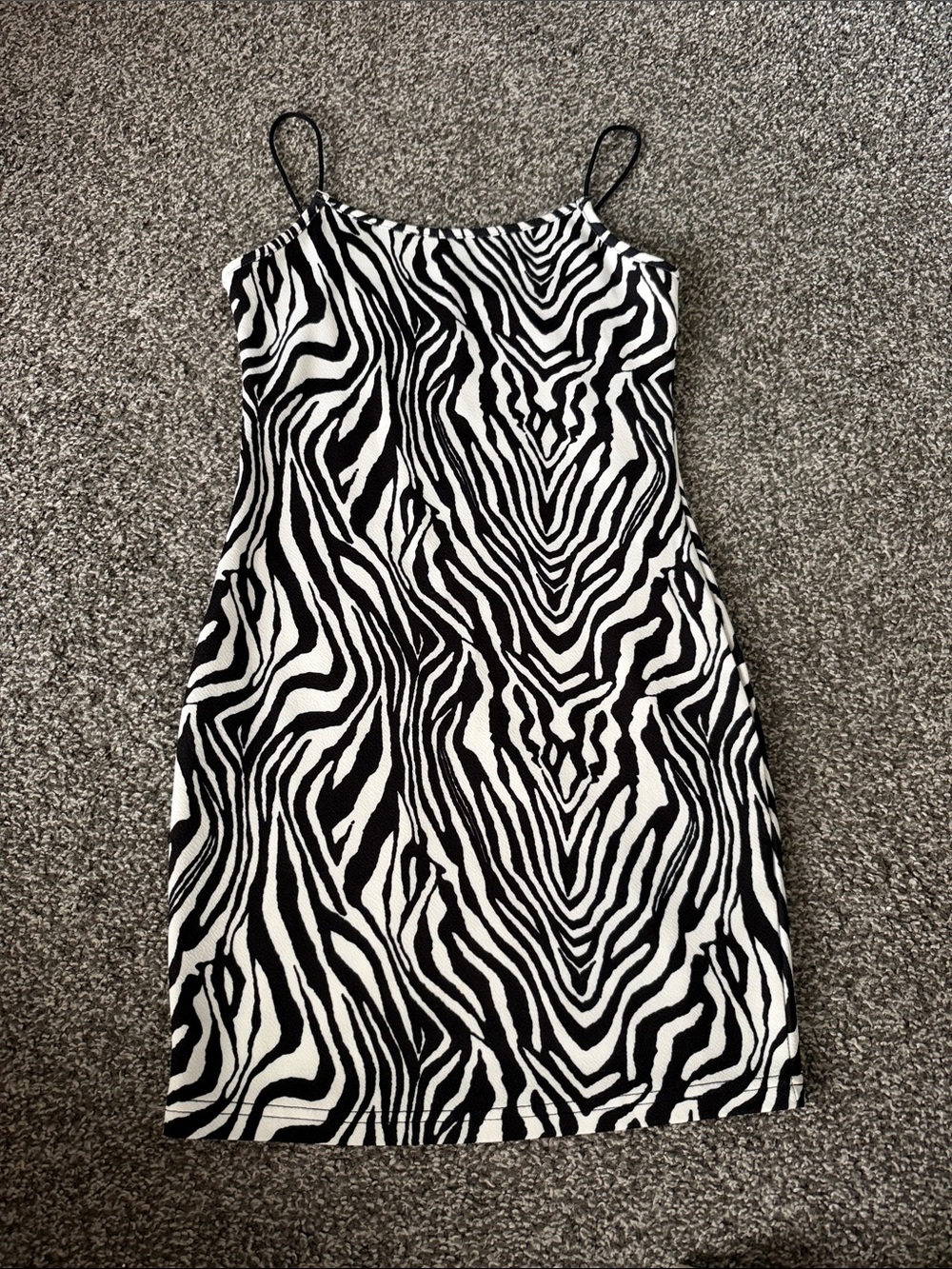 SHEIN Black and White Zebra Print Mini Slip Dress
